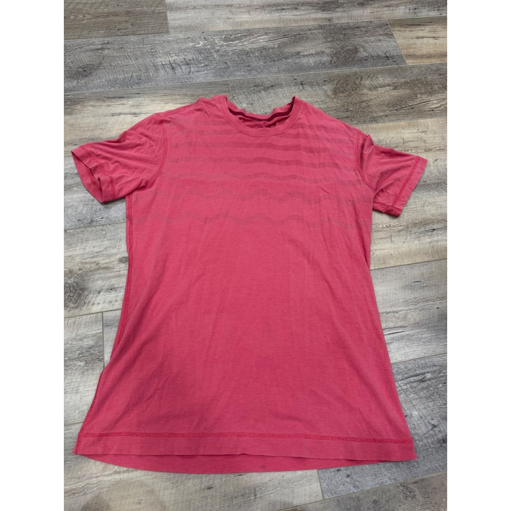 Lululemon Mens Pink Tonal Wave Short Sleeve Athletic Training T-Shirt Size L